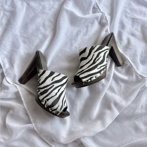 Cato Zebra Print Studded Peep-Toe Mules